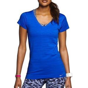 EUC Nike Royal Blue Dri Fit V-Neck T-Shirt (Size: S)